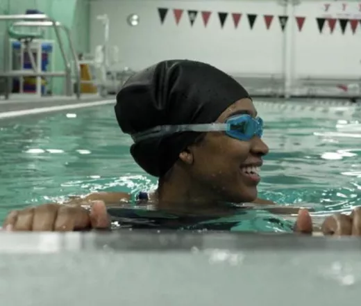 Gabrielle Phifer learning to swim
