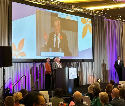 Jim Durham, North YMCA volunteer and fundraiser, accepts honor of 2025 Outstanding Volunteer Fundraiser from American Fundraising Professionals